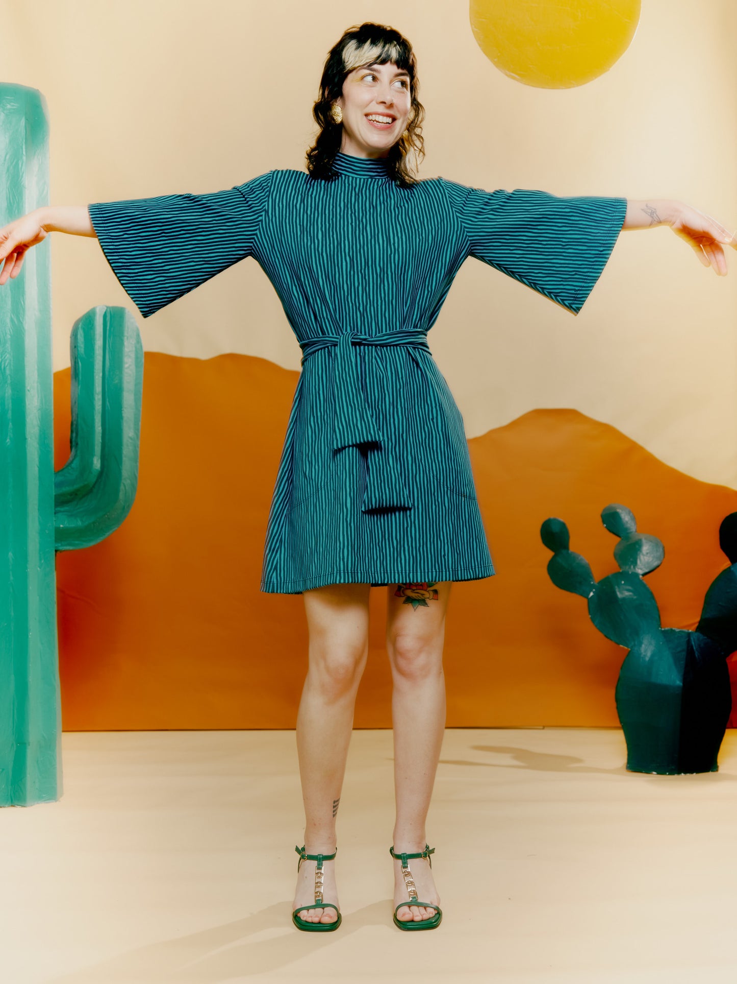 Shift Dress - Drawn Pinstripe