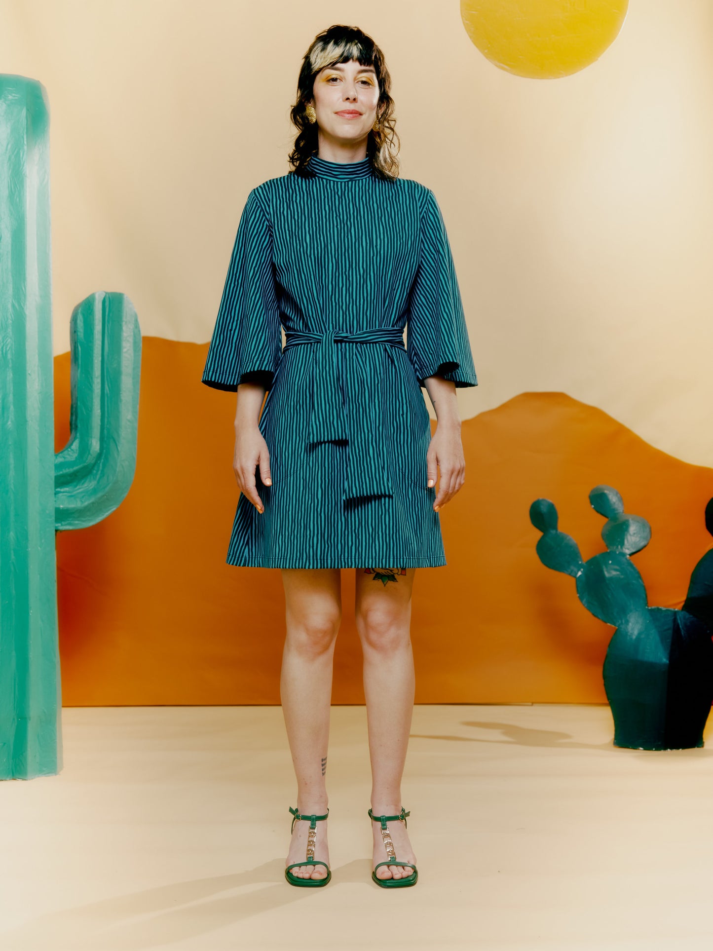 Shift Dress - Drawn Pinstripe