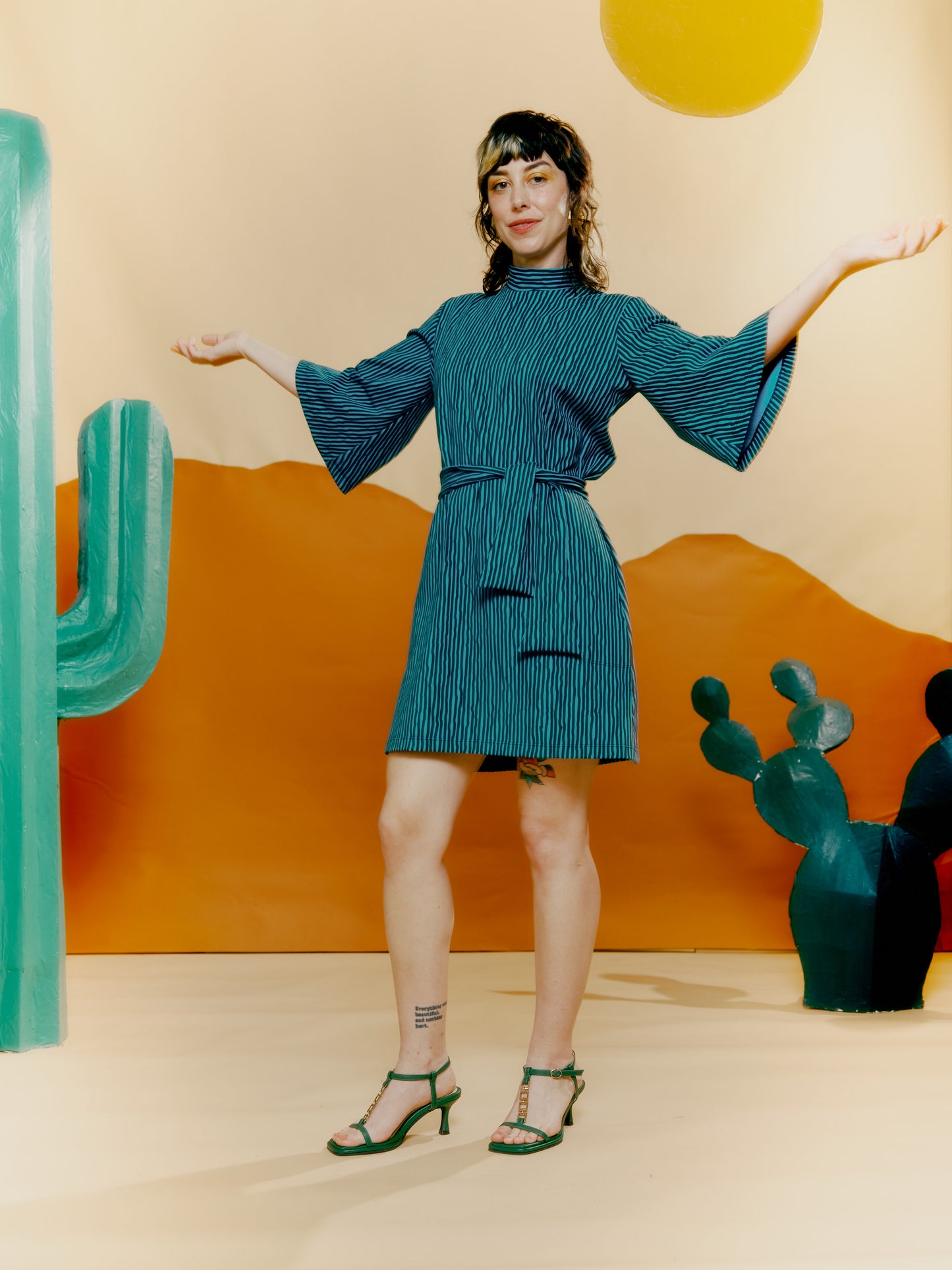 Shift Dress - Drawn Pinstripe