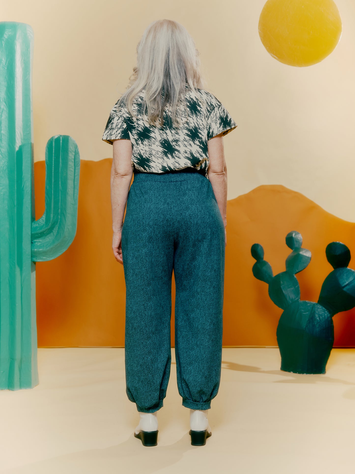 Lantern Pant - Denim Print Blue