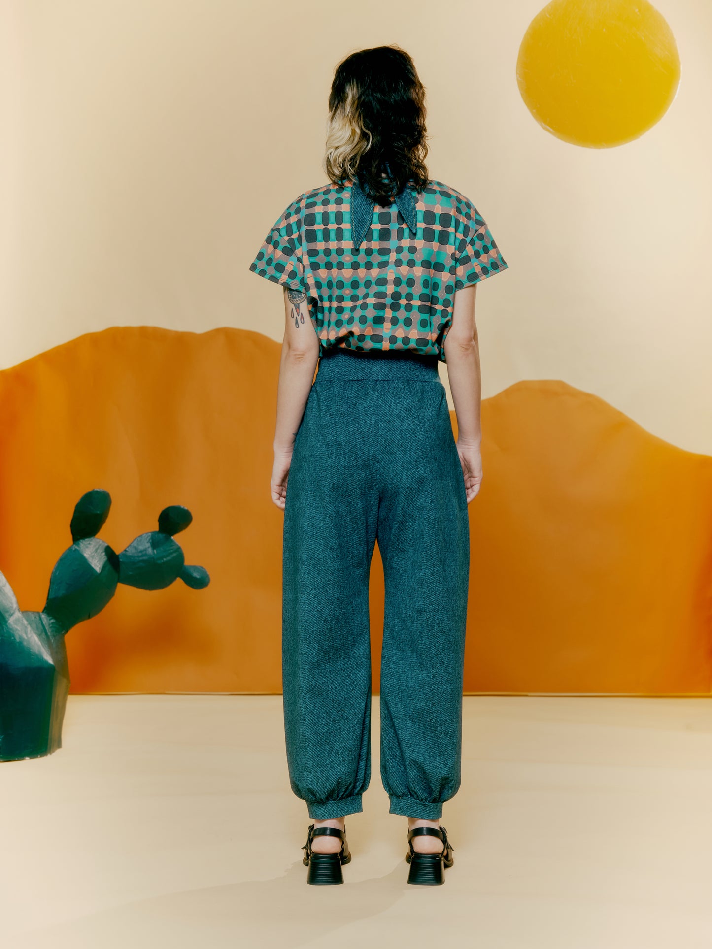 Lantern Pant - Denim Print Blue