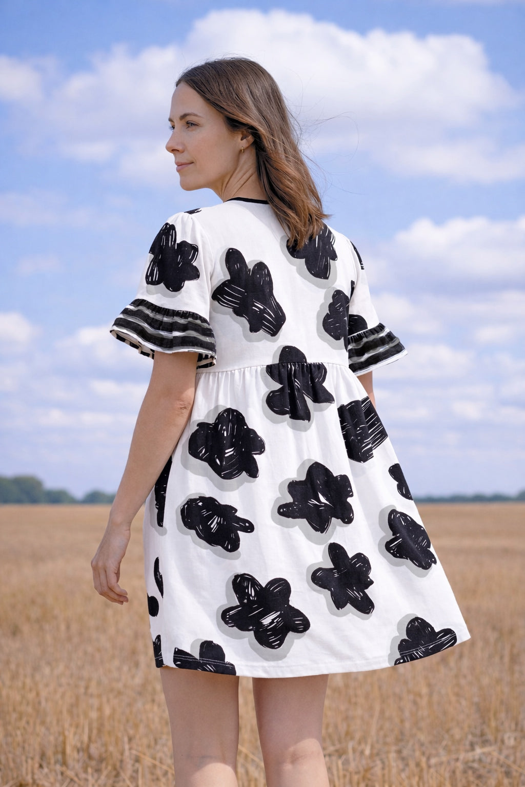Babydoll Dress - Drop Shadow Sharpie Flowers