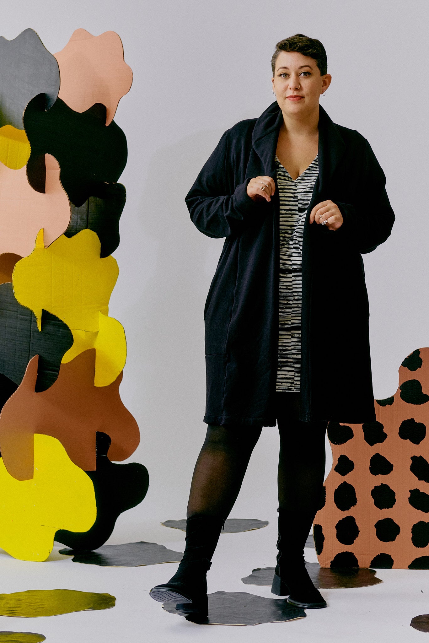 Straight Pom Jacket - Black