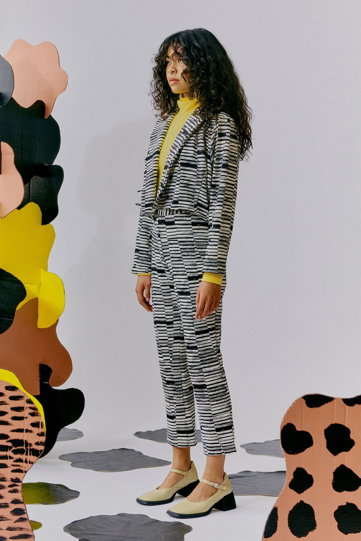 Tailored Mini Jacket - Cream Ink Dash