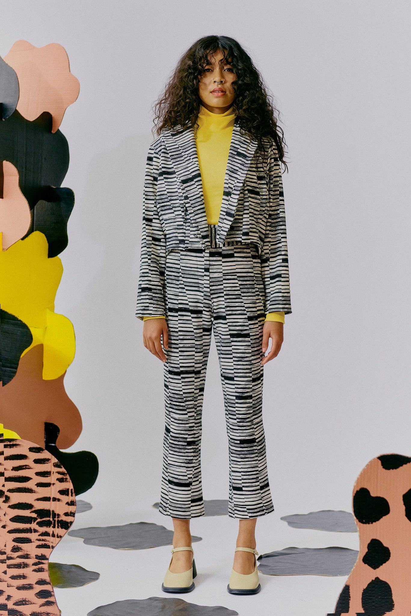 Tailored Mini Jacket - Cream Ink Dash