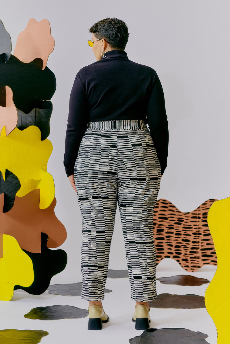 Cream striped trousers sales