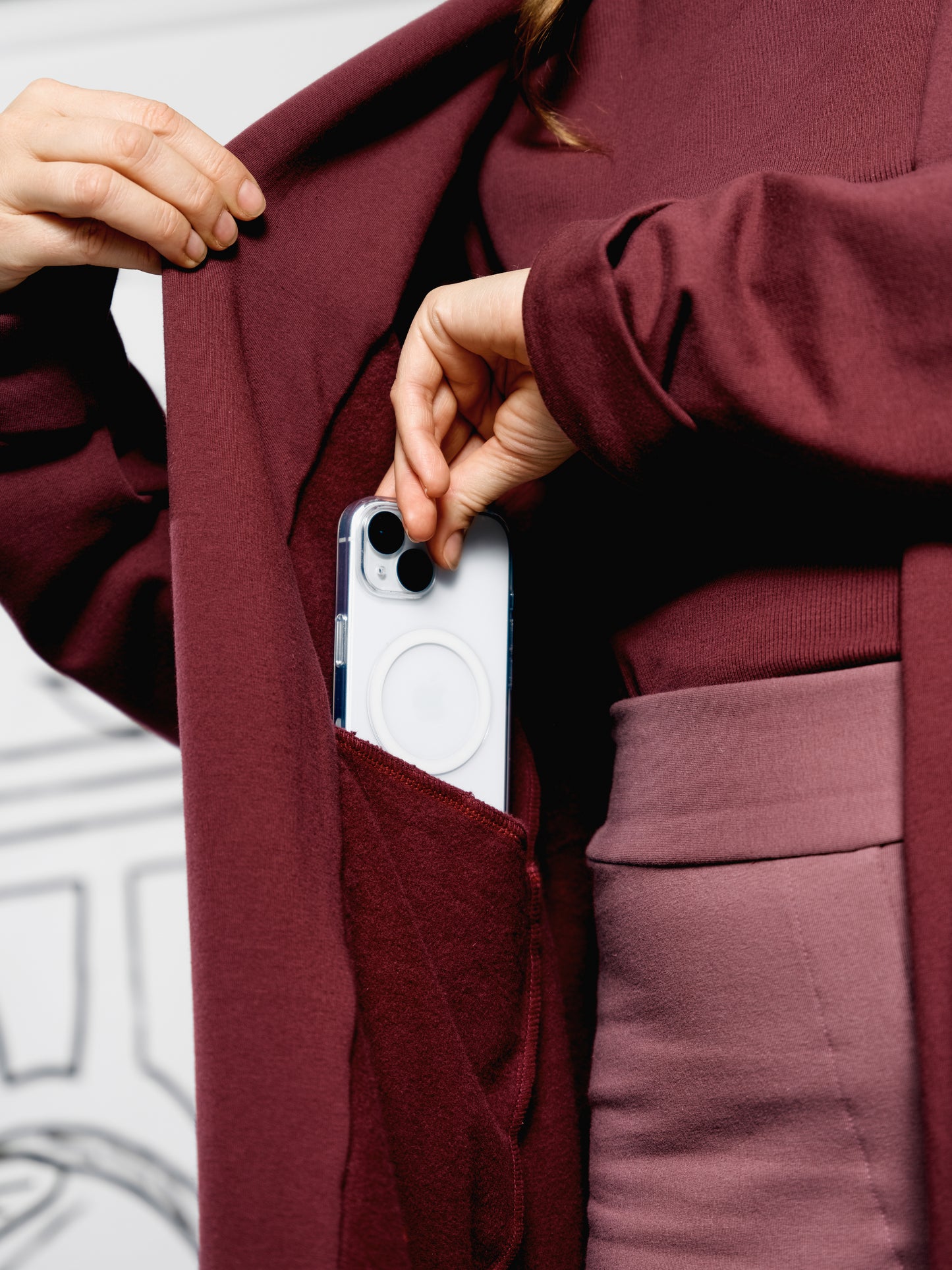 Straight Pom Jacket (Burgundy)
