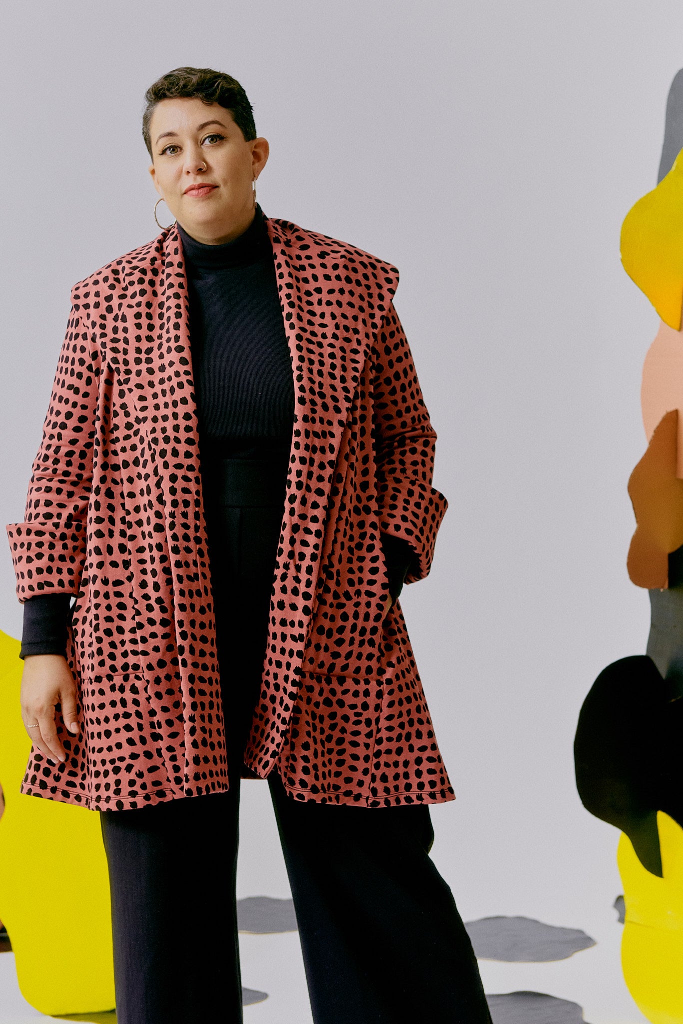 Classic Pom Jacket - Mauve Spots