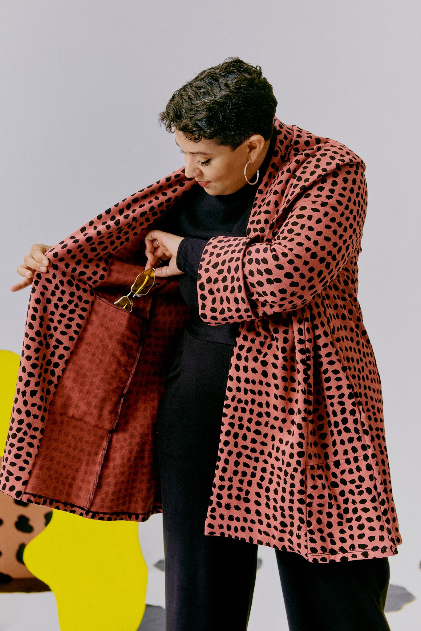 Classic Pom Jacket - Mauve Spots
