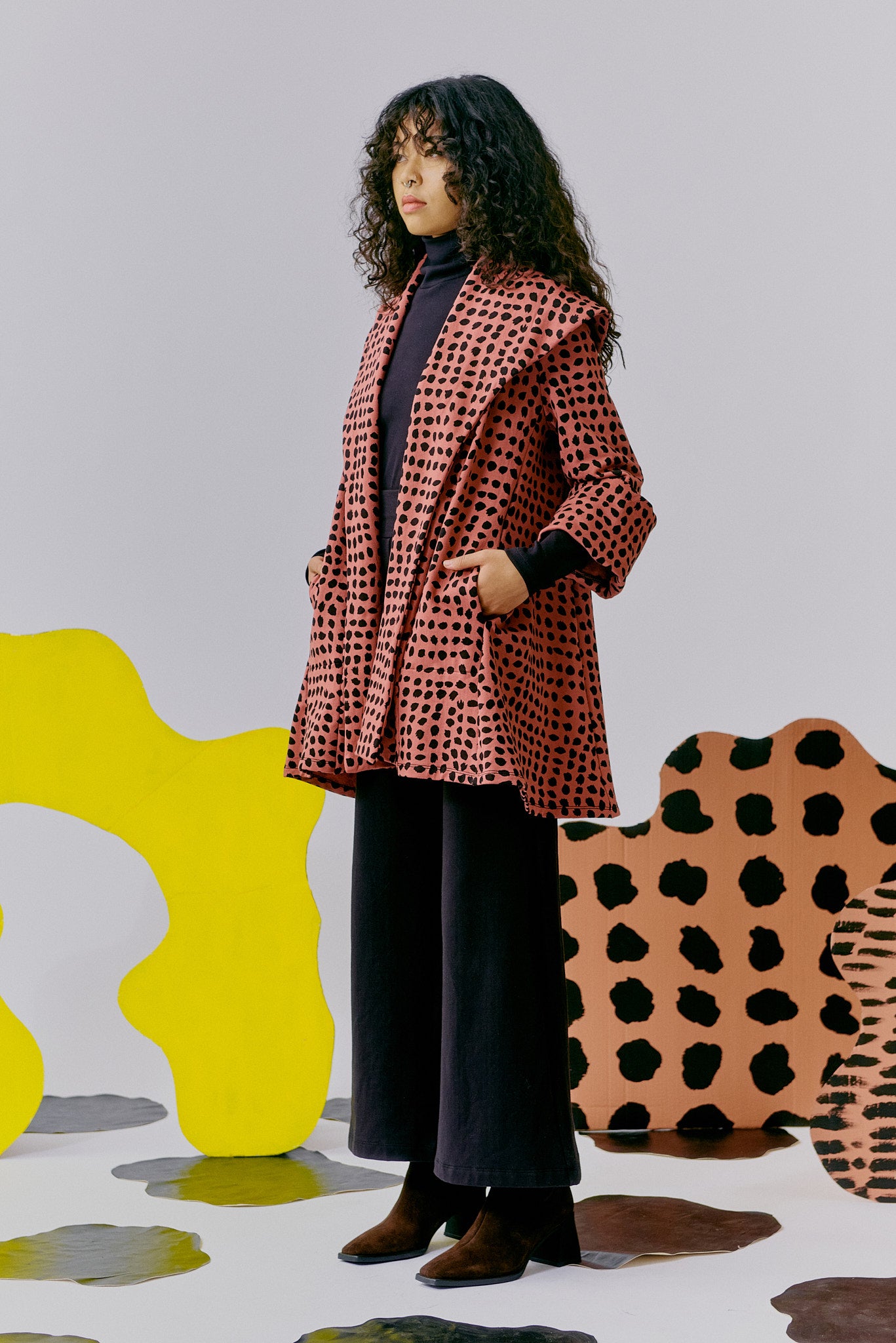 Classic Pom Jacket - Mauve Spots