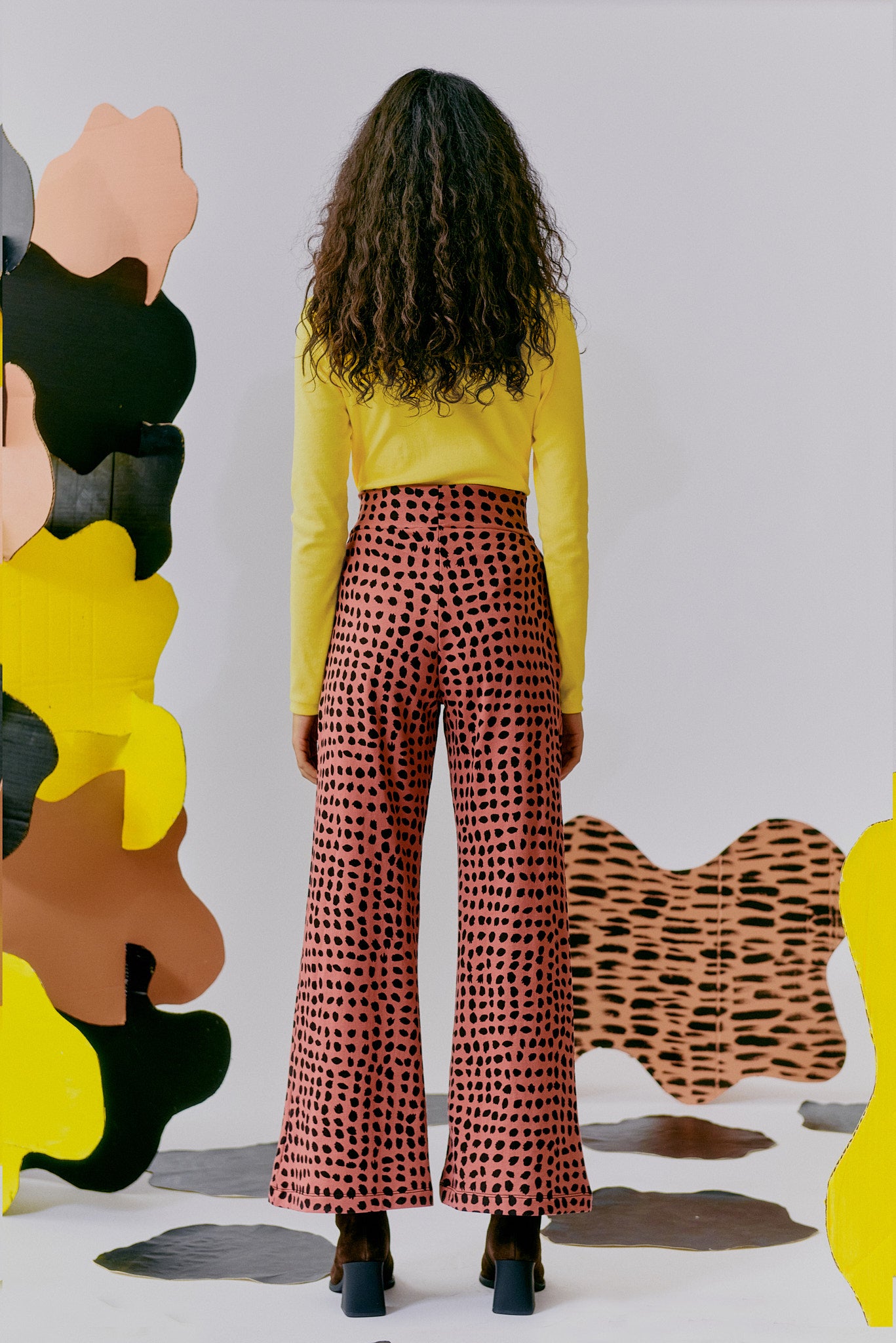 Wide Leg Sweatshirt Trousers - Mauve Spots