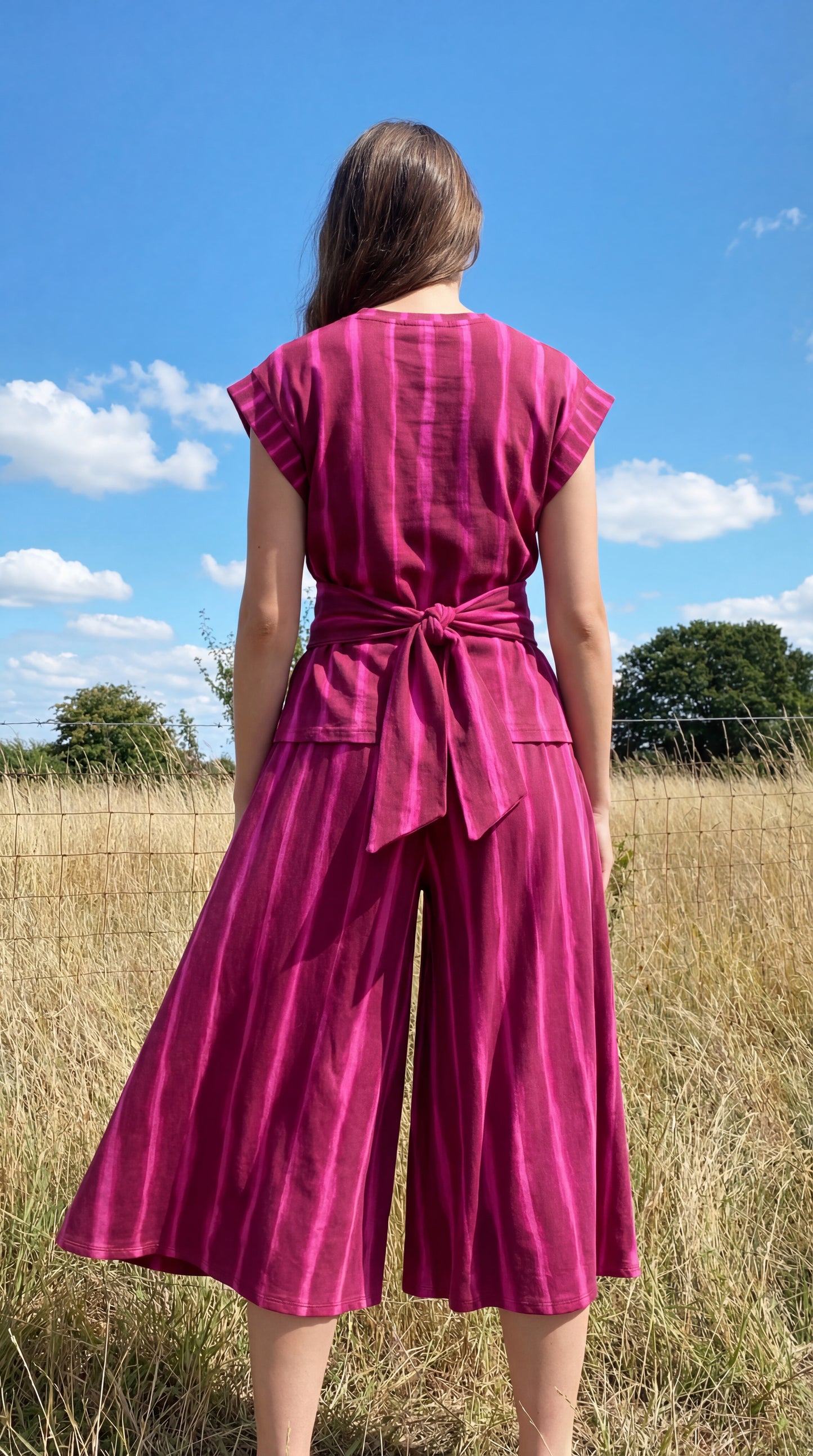 Sash Tee - Hot Pink + Crimson