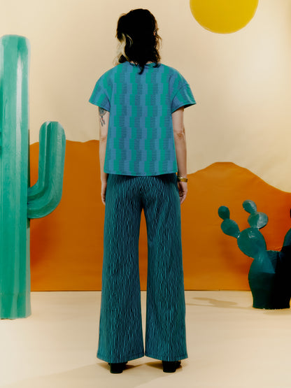 Wide Leg Trouser - Drawn Pinstripe