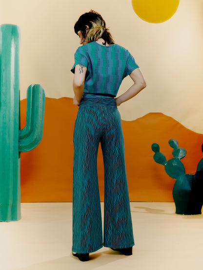 Wide Leg Trouser - Drawn Pinstripe