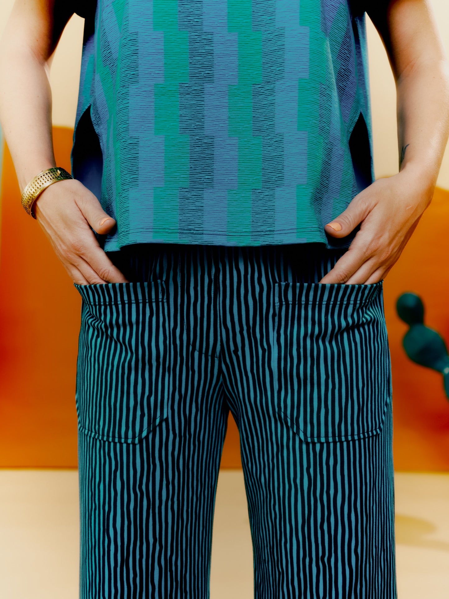 Wide Leg Trouser - Drawn Pinstripe