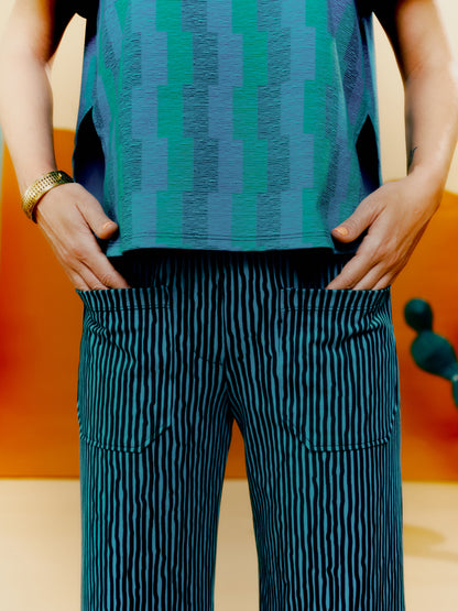 Wide Leg Trouser - Drawn Pinstripe