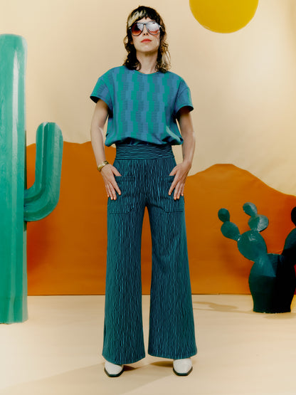 Side Slit Tee - Textured Stripes