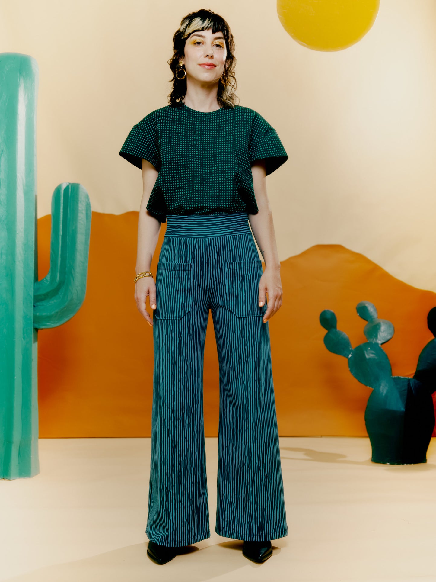 Wide Leg Trouser - Drawn Pinstripe