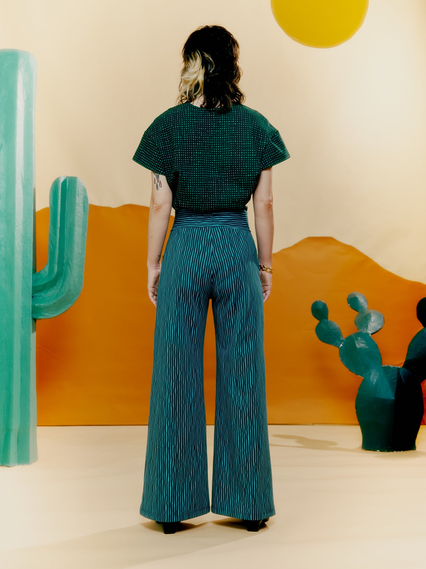 Wide Leg Trouser - Drawn Pinstripe