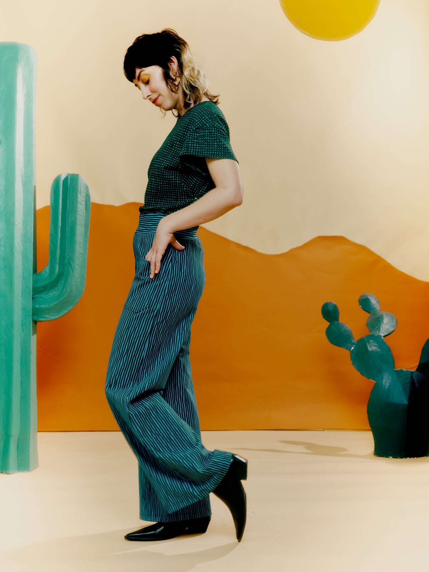 Wide Leg Trouser - Drawn Pinstripe