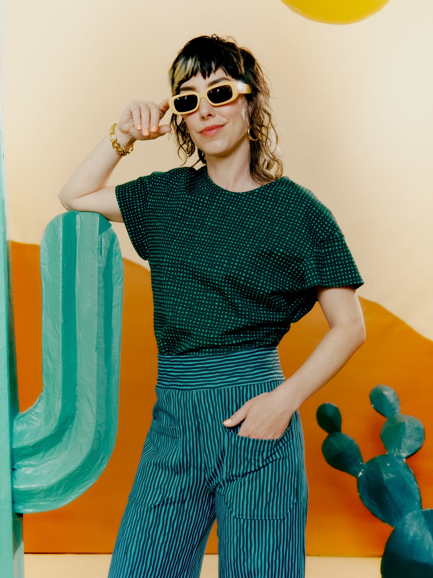 Wide Leg Trouser - Drawn Pinstripe