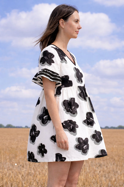 Babydoll Dress -  Drop Shadow Sharpie Flowers