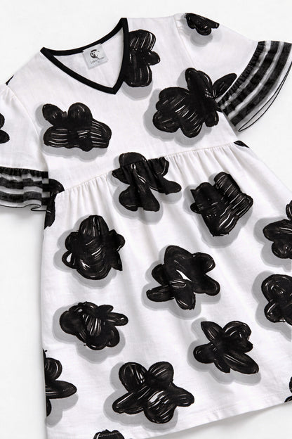 Babydoll Dress -  Drop Shadow Sharpie Flowers