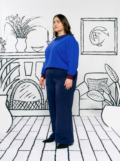 Wide Leg Trousers - Navy