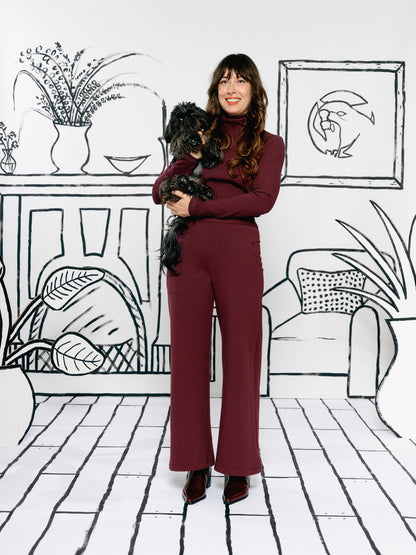 Wide Leg Trousers - Burgundy