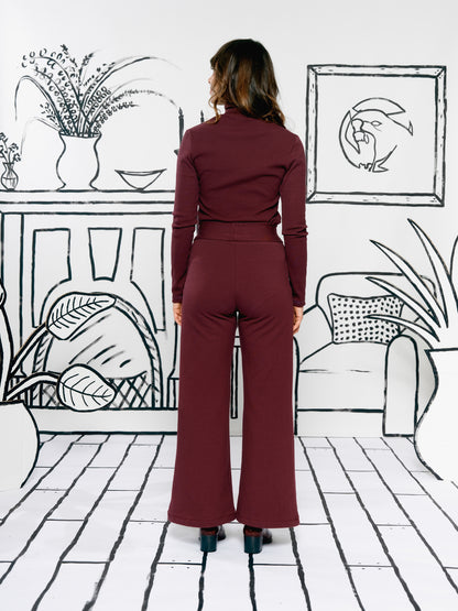 Wide Leg Trousers - Burgundy