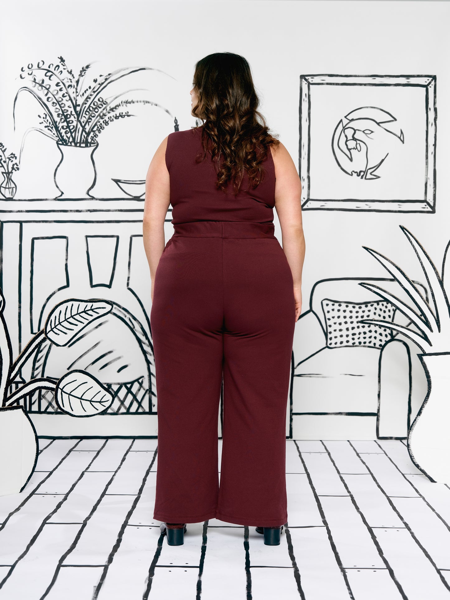 Wide Leg Trousers - Burgundy