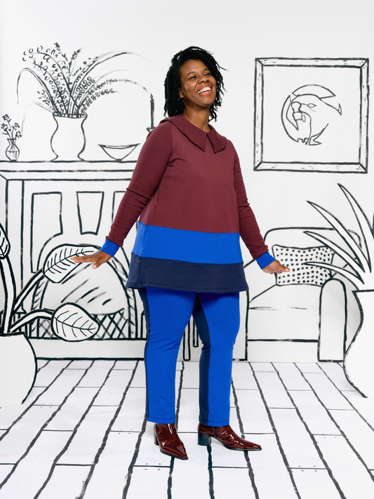 Colorblocked Perfeito Pant (Navy, Electric Blue)