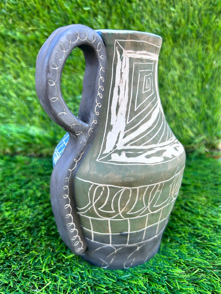 Blue and Green Etched Vase