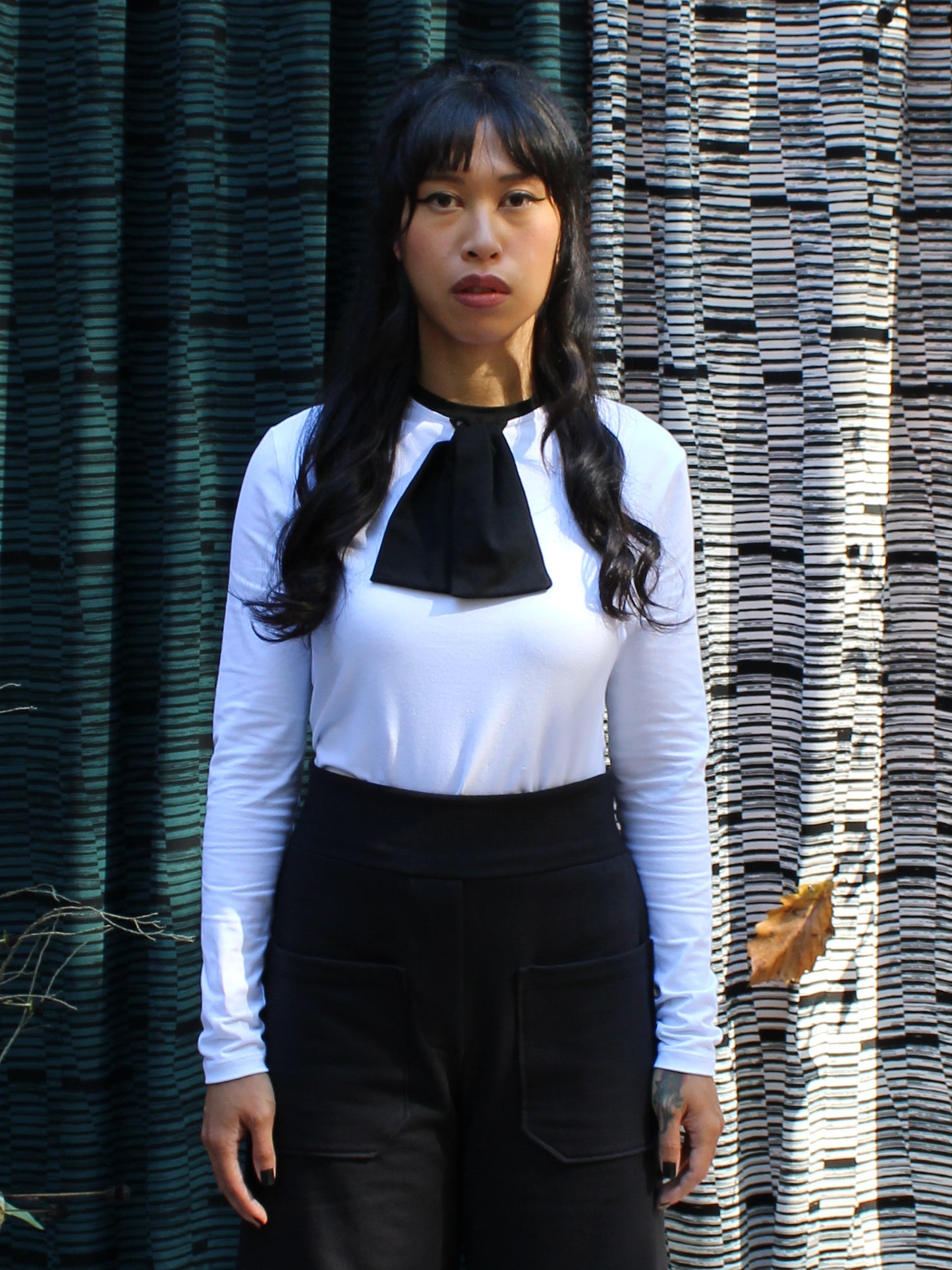 Tie Front Long Sleeve Tee - White