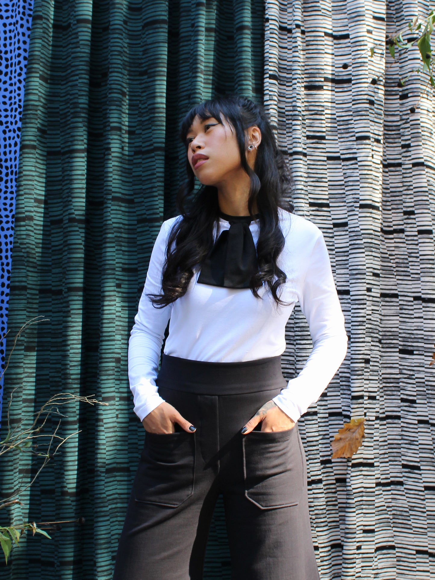 Tie Front Long Sleeve Tee - White