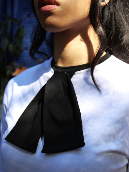 Tie Front Long Sleeve Tee - White