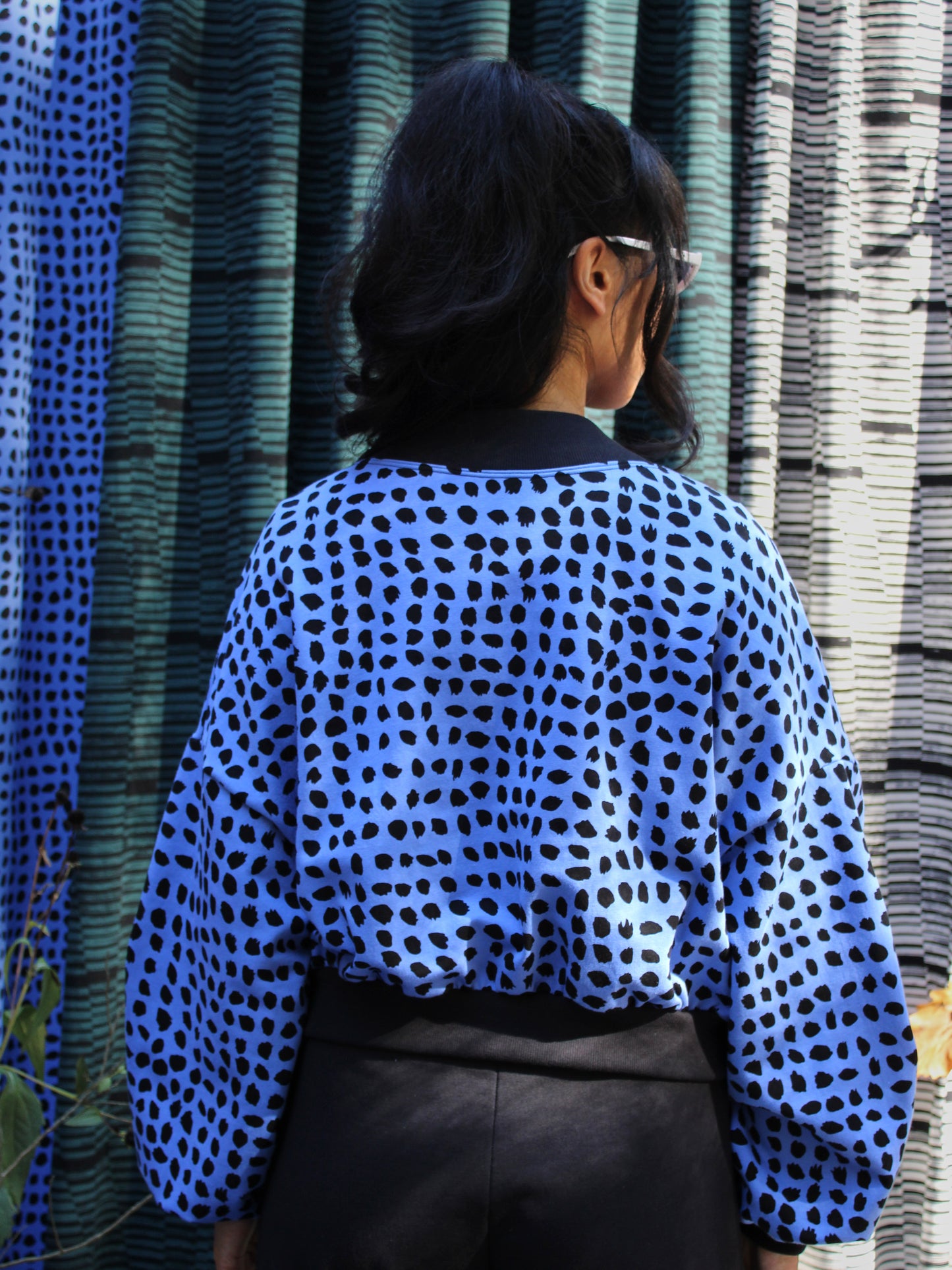 Cropped Cardigan - Cornflower Spots