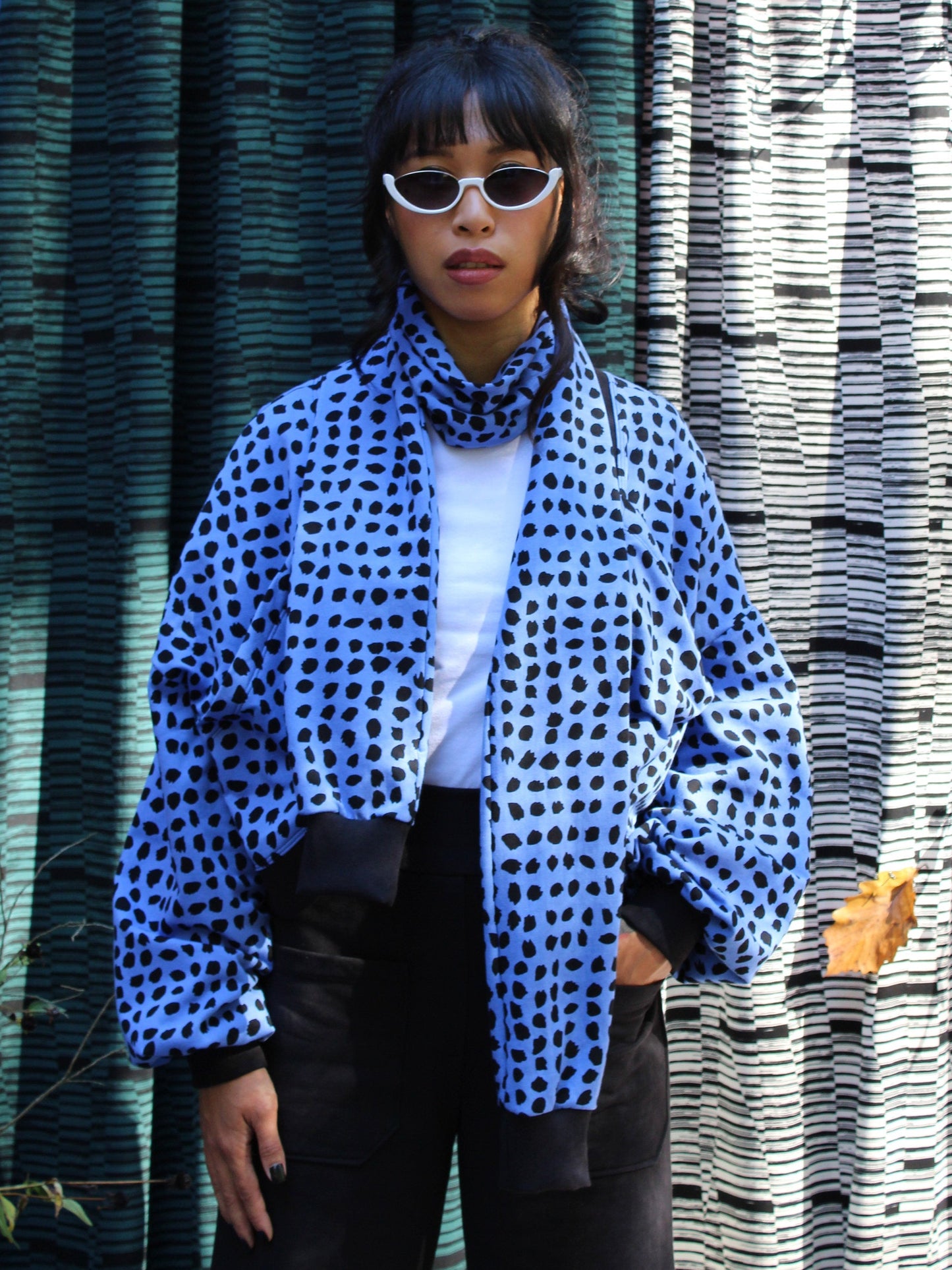 Cropped Cardigan - Cornflower Spots