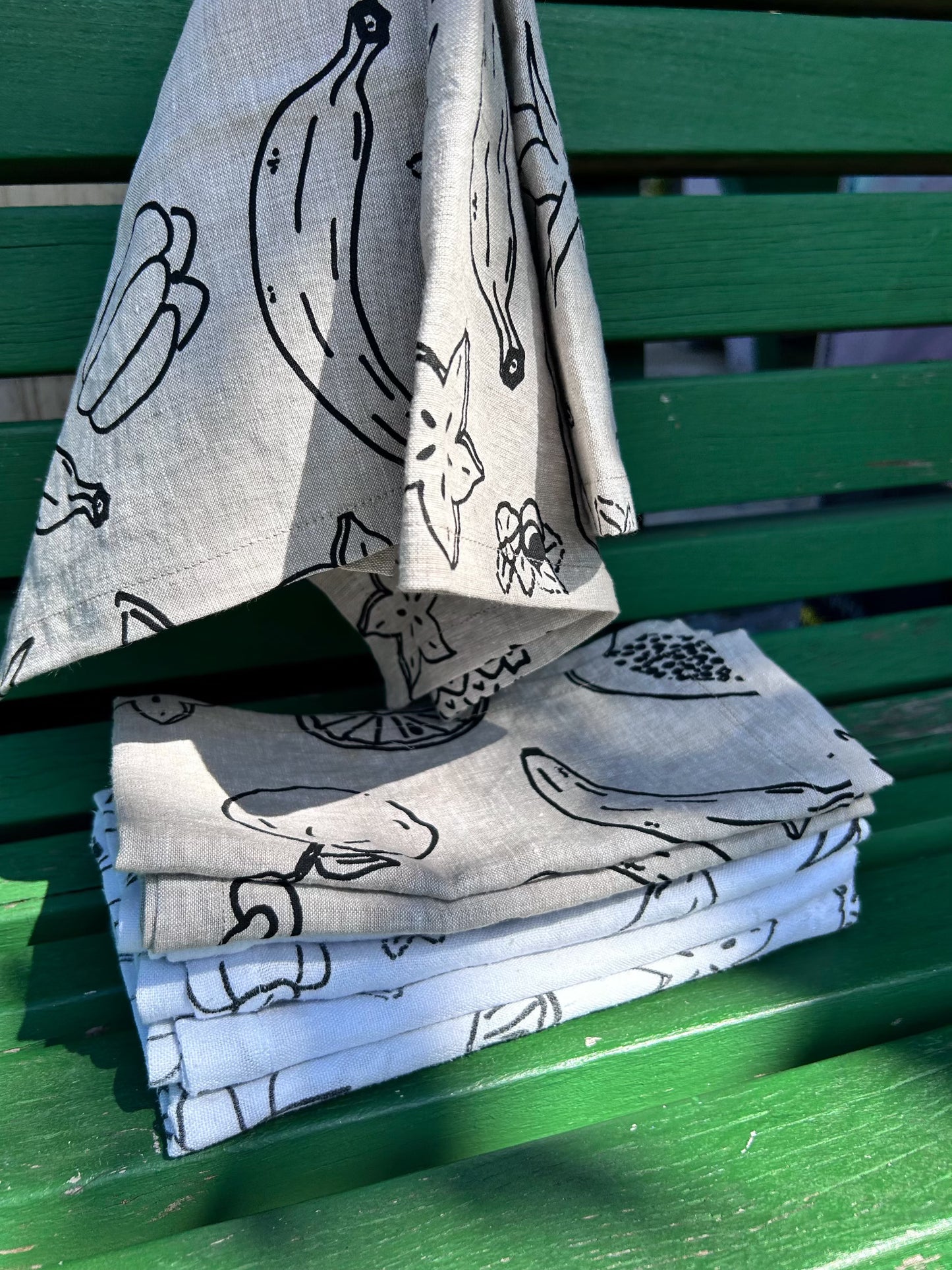 Reclaimed Linen Hand-Printed Napkins - Brazilian Frutas