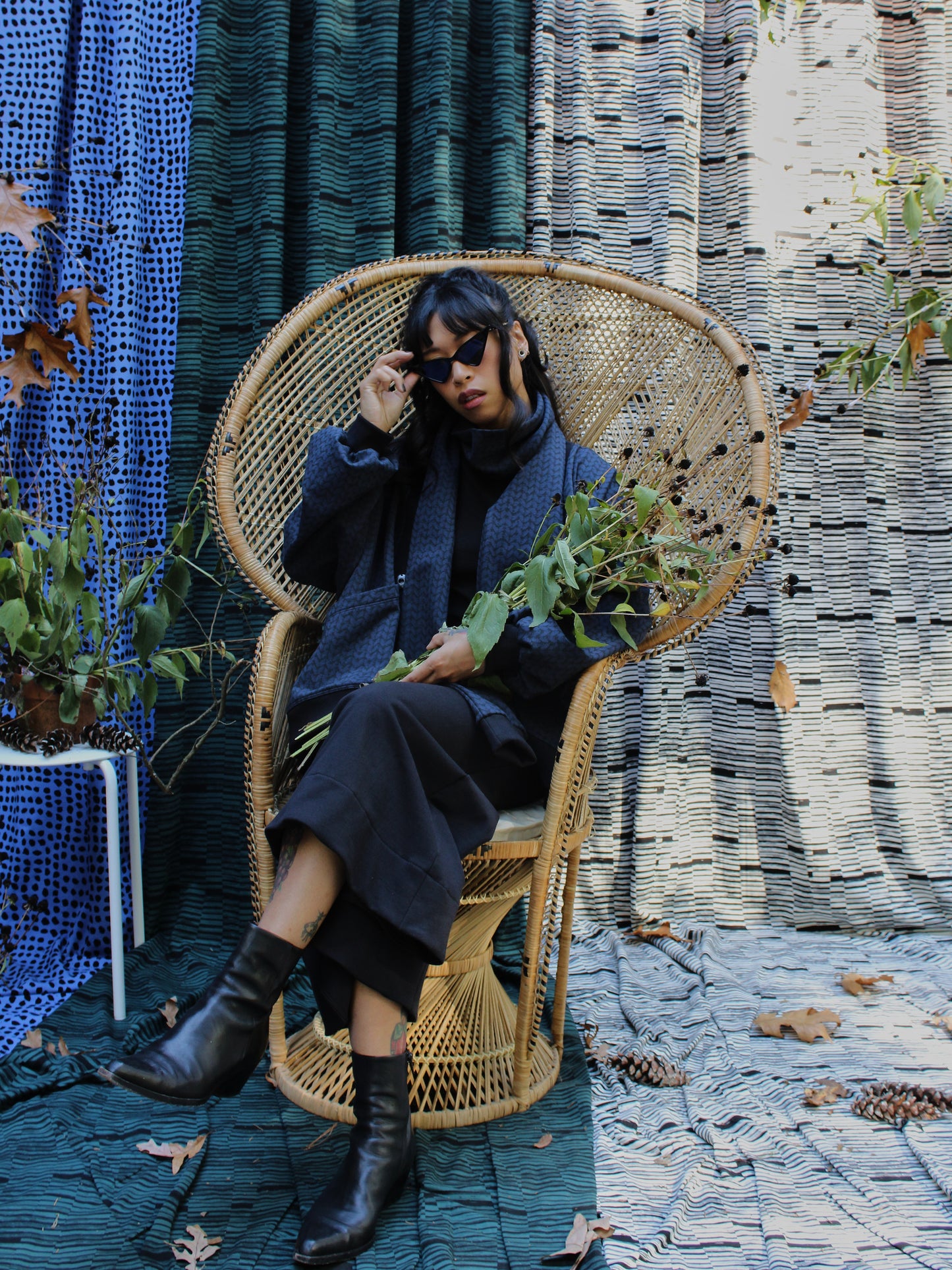 Oversized Sweatshirt Cardigan - Chunky Knit Print