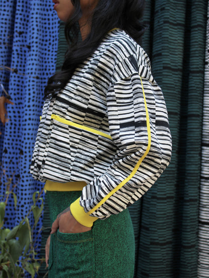 Cropped Crewneck Sweatshirt - Cream and Ink Dash