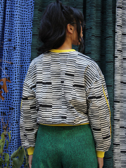 Cropped Crewneck Sweatshirt - Cream and Ink Dash