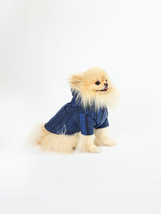 Howl Hoodie - Pleated Print  - Blue + Black