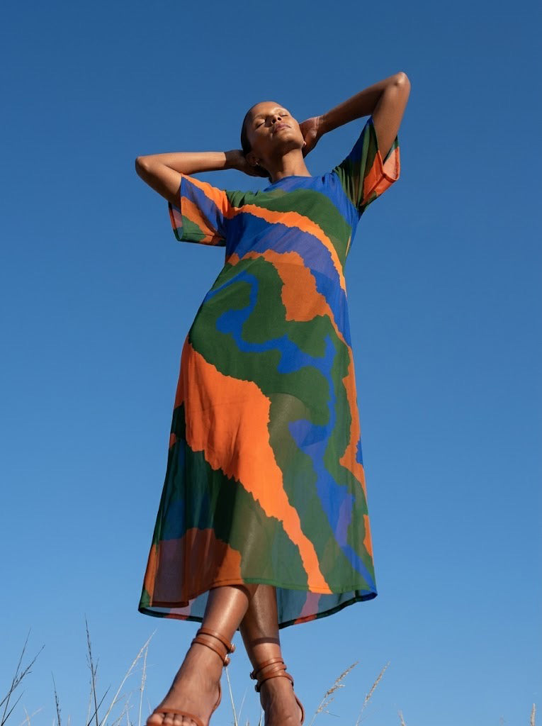 Boatneck Midi Dress - Organic Stripes