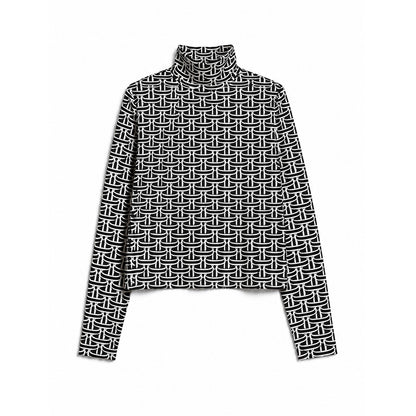 Relaxed Fit Turtleneck - Woven Print