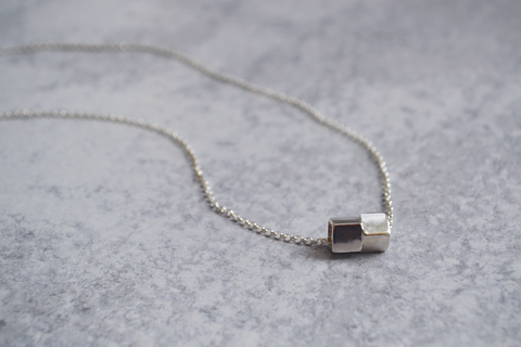 Cubic Kiss Necklace - Sterling Silver