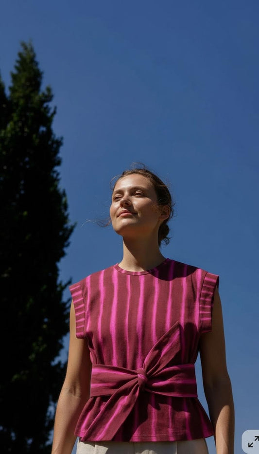 Sash Tee - Hot Pink + Crimson