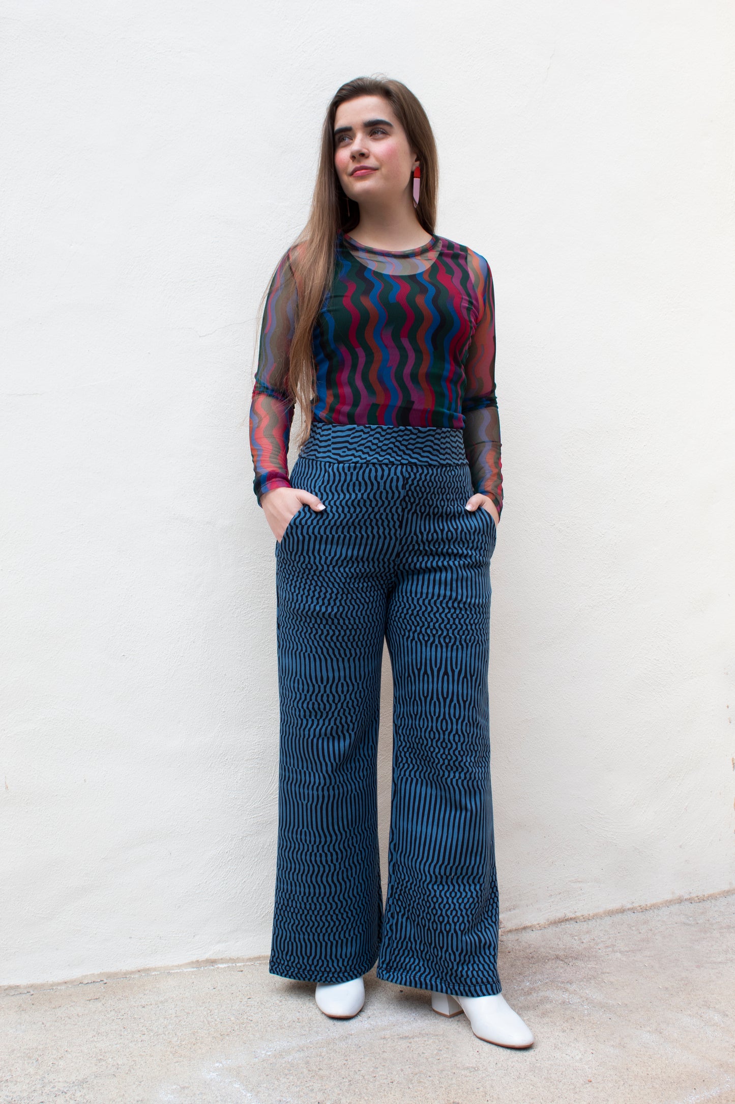 Moiré - Deep Sea Wide-Leg Sweatshirt Trousers