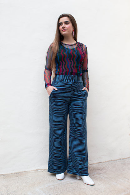 Moiré - Deep Sea Wide-Leg Sweatshirt Trousers