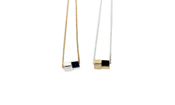 Cubic Kiss Necklace - Sterling Silver